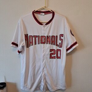 Washington Nationals 20th Anniversary Baseball Jersey White Red Men Large
